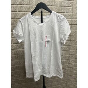 Time and Tru Womens White Slub Crew Neck T-Shirt Relaxed Fit Size M 8-10 TT SS